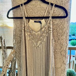 POLO.RALPH LAUREN Bugle Beaded SILK CREPE Top STUNNING~~Museum worthy! Sz XS